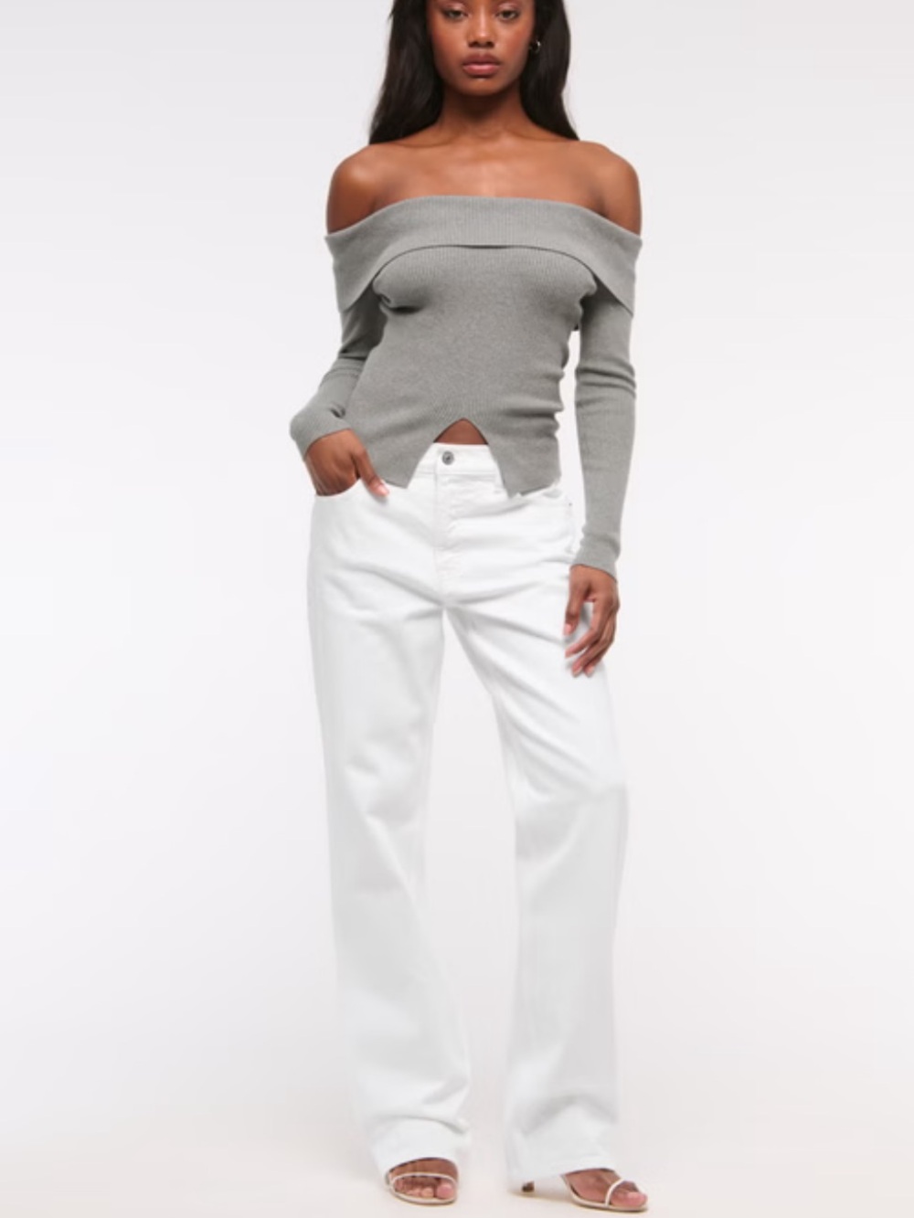 Abercrombie & Fitch Low Rise Baggy Jean White Denim Sz 30 Short Relaxed